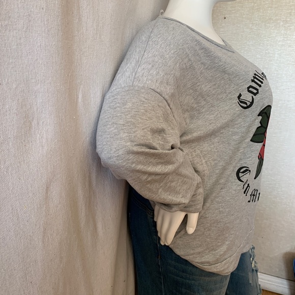 Homegirl society como la flor con mucho amor rose sweater top  2xl - Picture 4 of 8